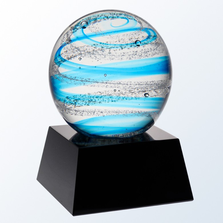 Blue Snow Globe with black base