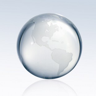 Clear Ocean World Globe - Flat Bottom