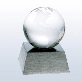 Clear Ocean Globe w/ Aluminum Base