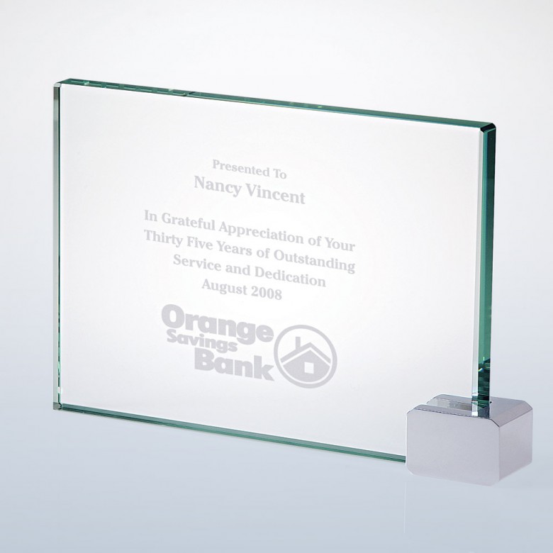 Achievement Award W/ Chrome Rectangle Holder